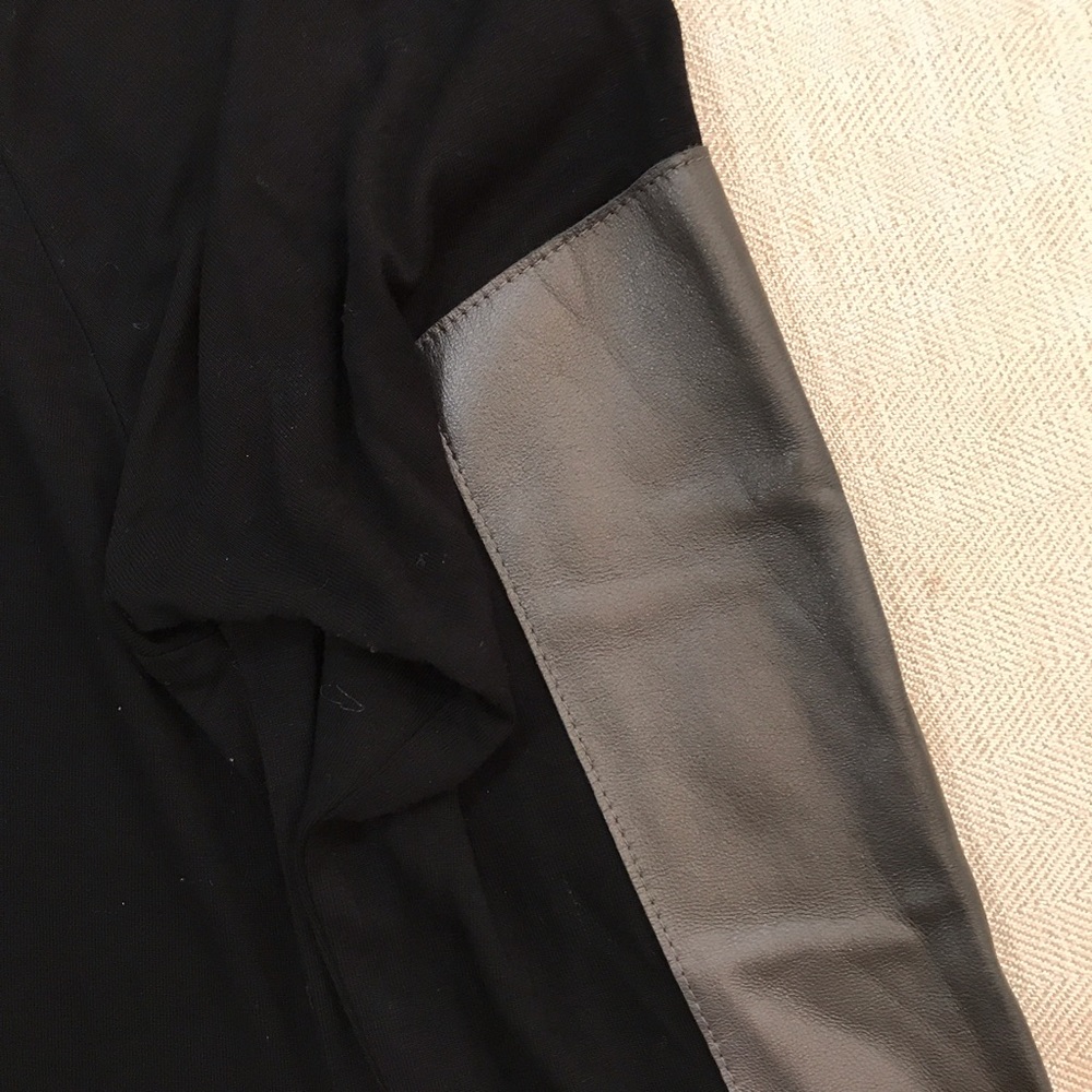 Designer Leather Panel Dress-Small - Picture 4 of 4