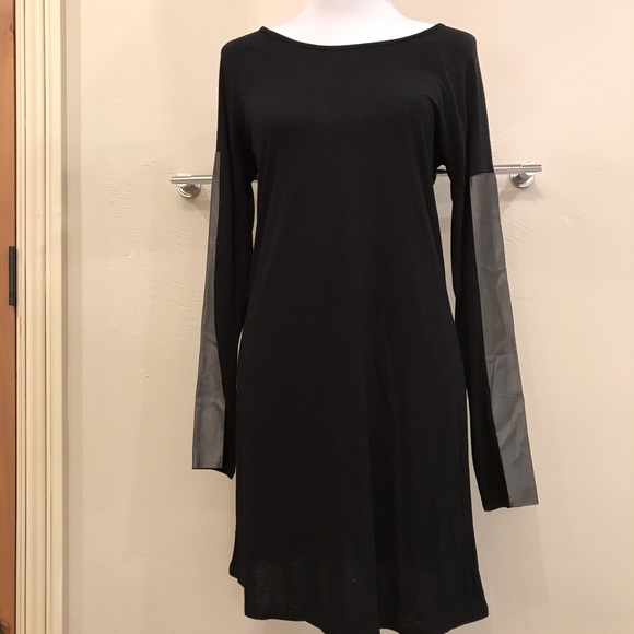 Designer Leather Panel Dress-Small - Picture 2 of 4