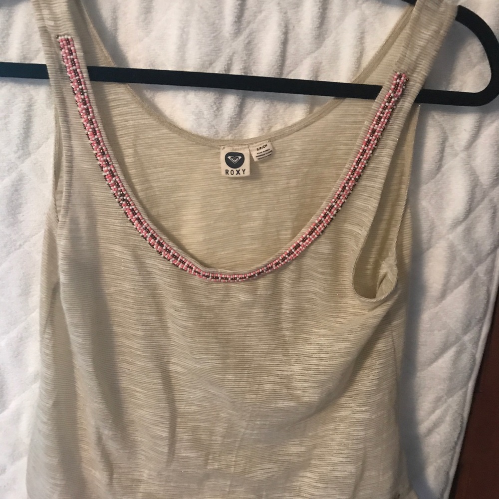 Roxy Women Size S Beaded Collar Tank Top