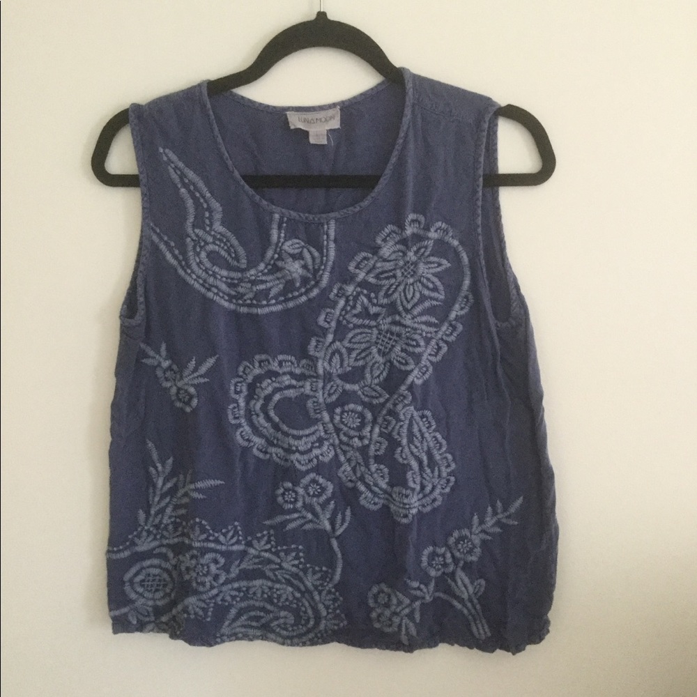 Blue Embroidered Top