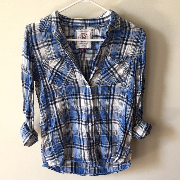 Blue plaid button down - Picture 2 of 4