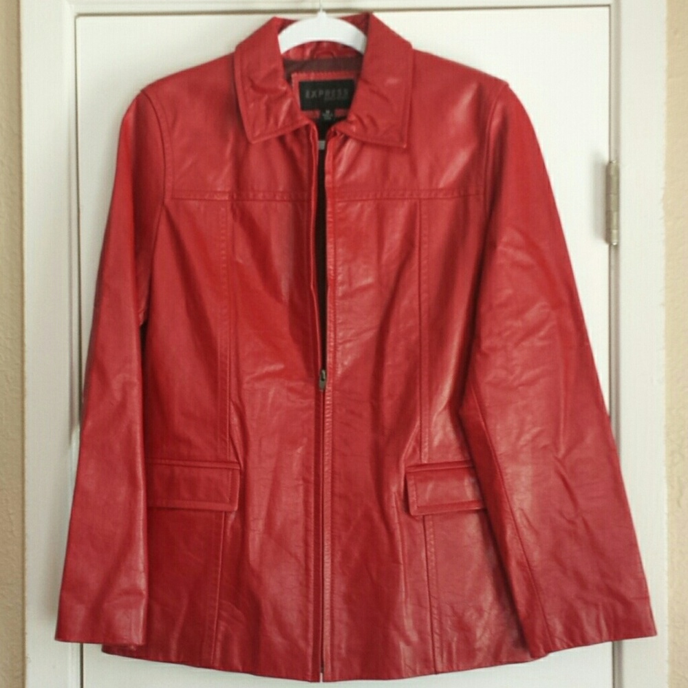 Express Vintage Red Leather Jacket