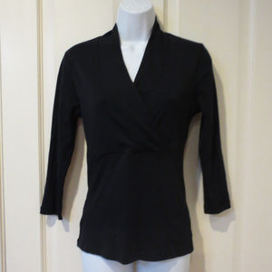 Lilla P Crossover Black Top 3/4 Sleeve XS New
