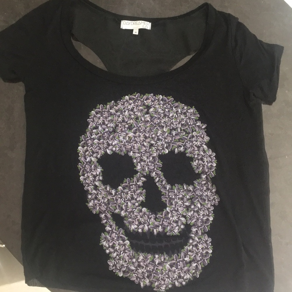 Floral Skeleton Black Tee