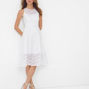 GEO LACE FIT & FLARE DRESS