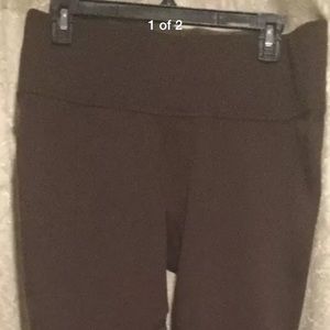 SPANX brand brown leggings with leather accents