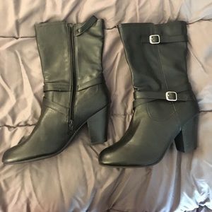 Faded Glory Black Heel Buckle Boots