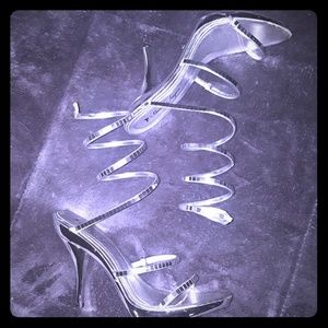 silver wrap around heels