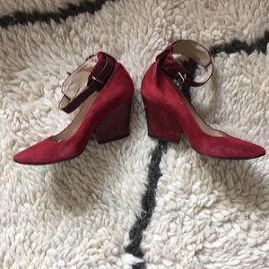 Elizabeth and James wedge, suede heel