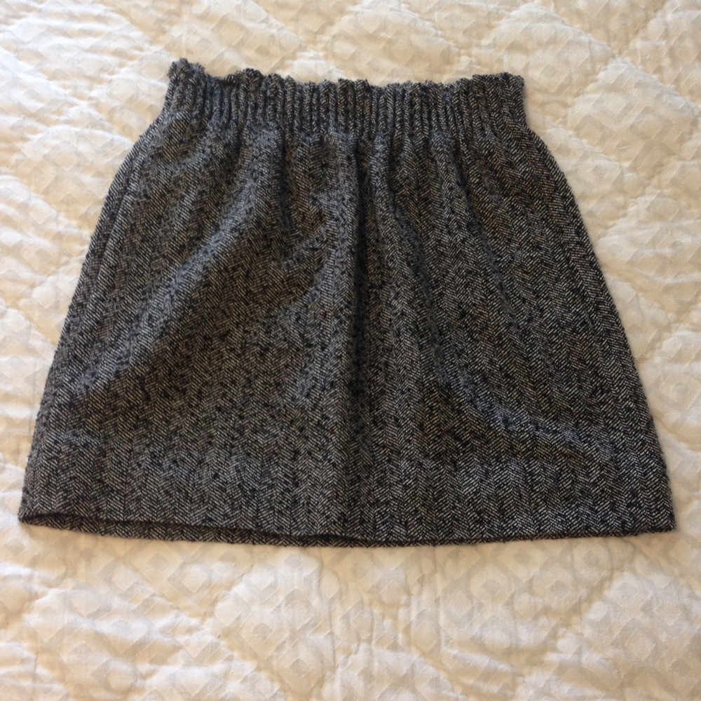 Grey and Black Wool Mini Skirt