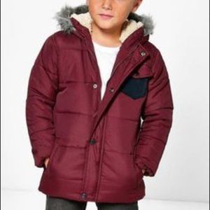✅SOLD✅Burgundy Winter Jacket Fur Hood Size 7/8