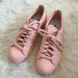 Adidas customized pink superstar shoes
