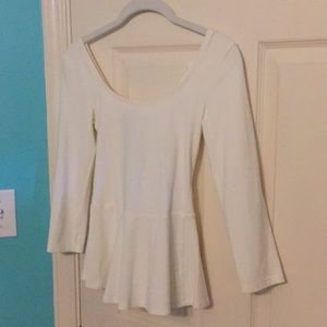 Express - White 3/4 Length Peplum Top