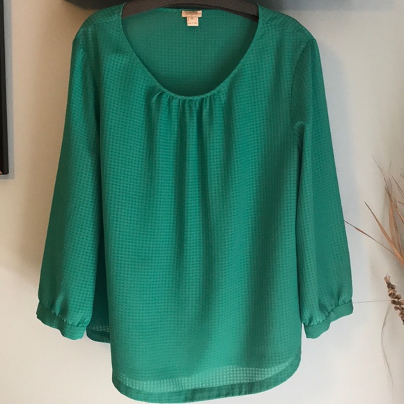 J. Crew Tops - J.Crew 3/4 sleeve sheer blouse size XL