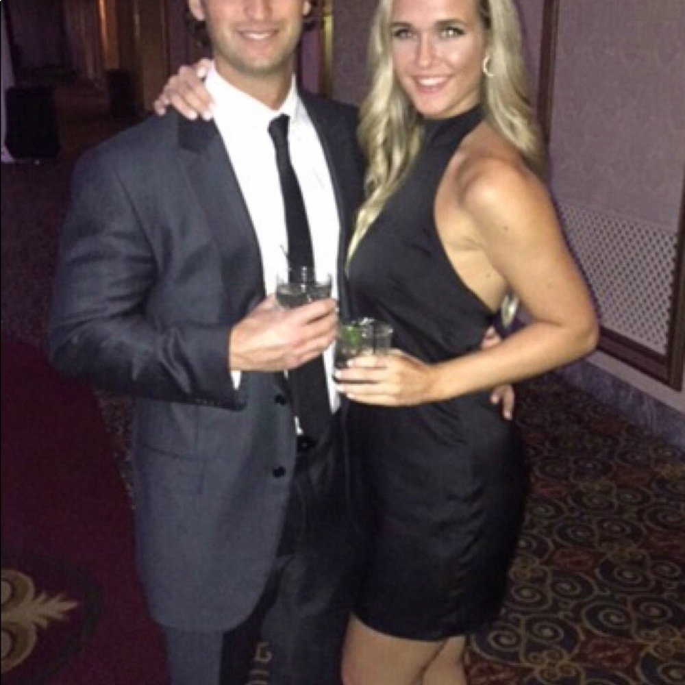 Black Satin Halter Mini Dress from Lulus