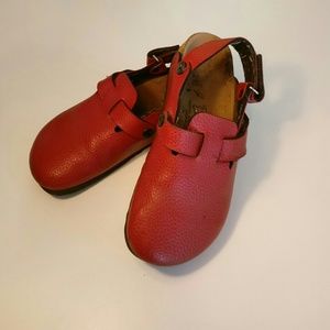 Birkenstock red closed toed sandals, size Euro 33