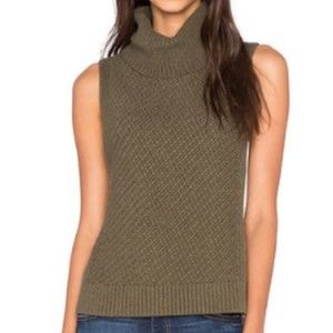 Leo & Sage Sleeveless Olive Turtleneck Sweater