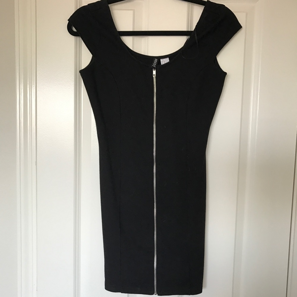 H&M Black Dress with Zip Up Front size 12