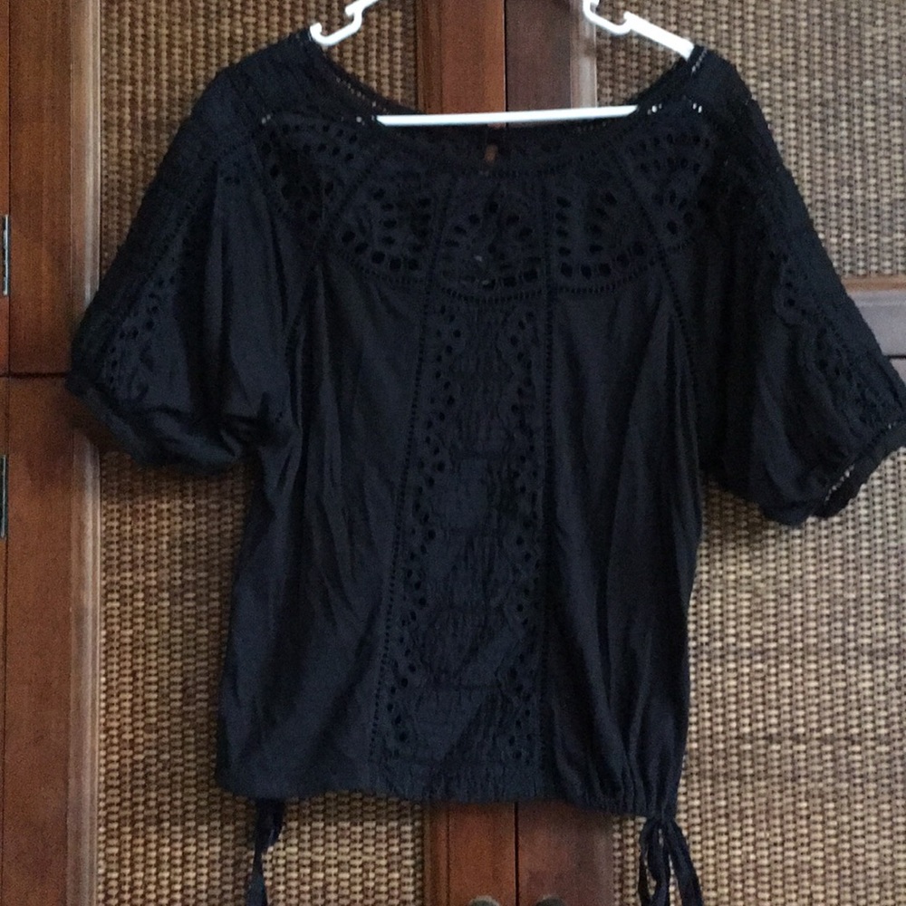 Vanessa Virginia anthropologie black eyelet top S