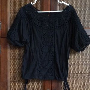 Vanessa Virginia anthropologie black eyelet top S