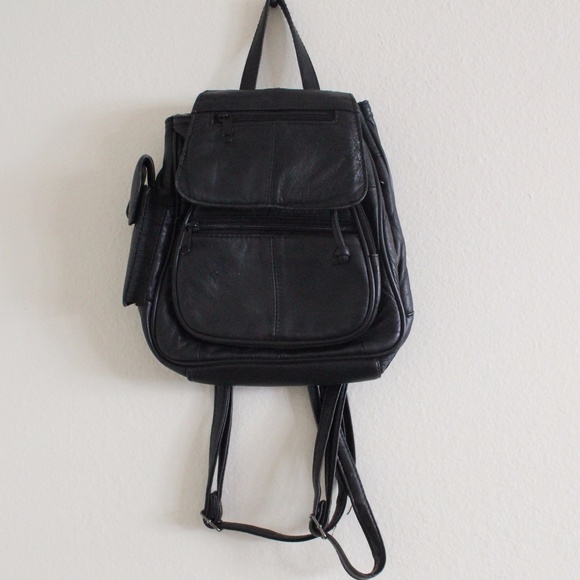 Vintage Handbags - Vintage 90s Leather Mini Backpack