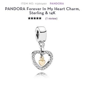 Pandora forever in my heart charm sterling and 14K
