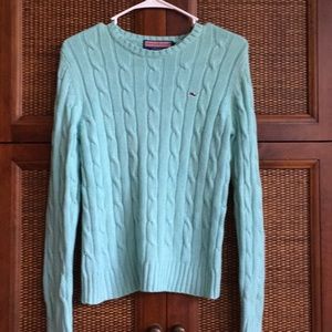 Vineyard vines mint green cable knit sweater M