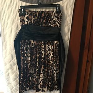 Leopard Silk Tube Top Dress