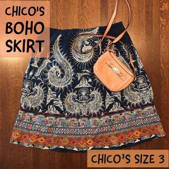 Chico's Dresses & Skirts - 🍇🥂x2➕ Chico's Lined & Embroidered Boho Skirt