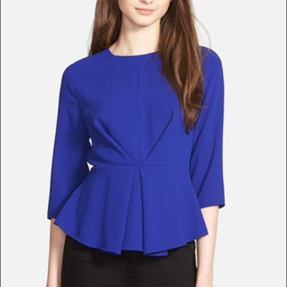CeCe Royal Blue Peplum Professional Blouse