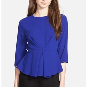 CeCe Royal Blue Peplum Professional Blouse