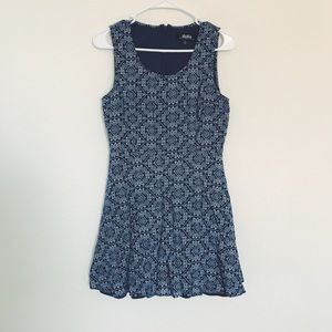 Lulu's Blue Patterned Fit & Flare Tank Dress