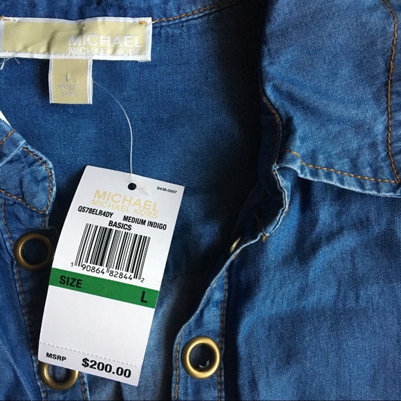 Michael Kors Denim Lace-up Shorts Romper - Picture 2 of 3