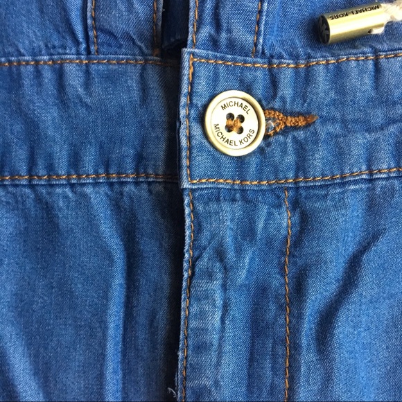 Michael Kors Denim Lace-up Shorts Romper - Picture 3 of 3