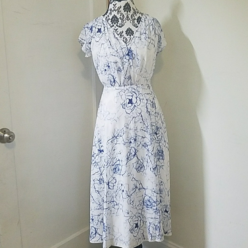 Sam Edelman Spring Dream dress. White with blue.