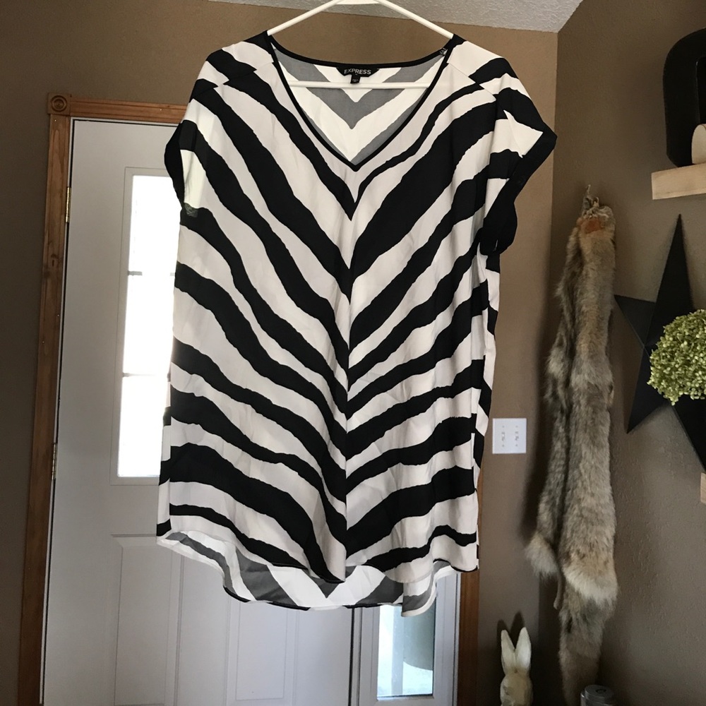 Black and white striped silky shirt