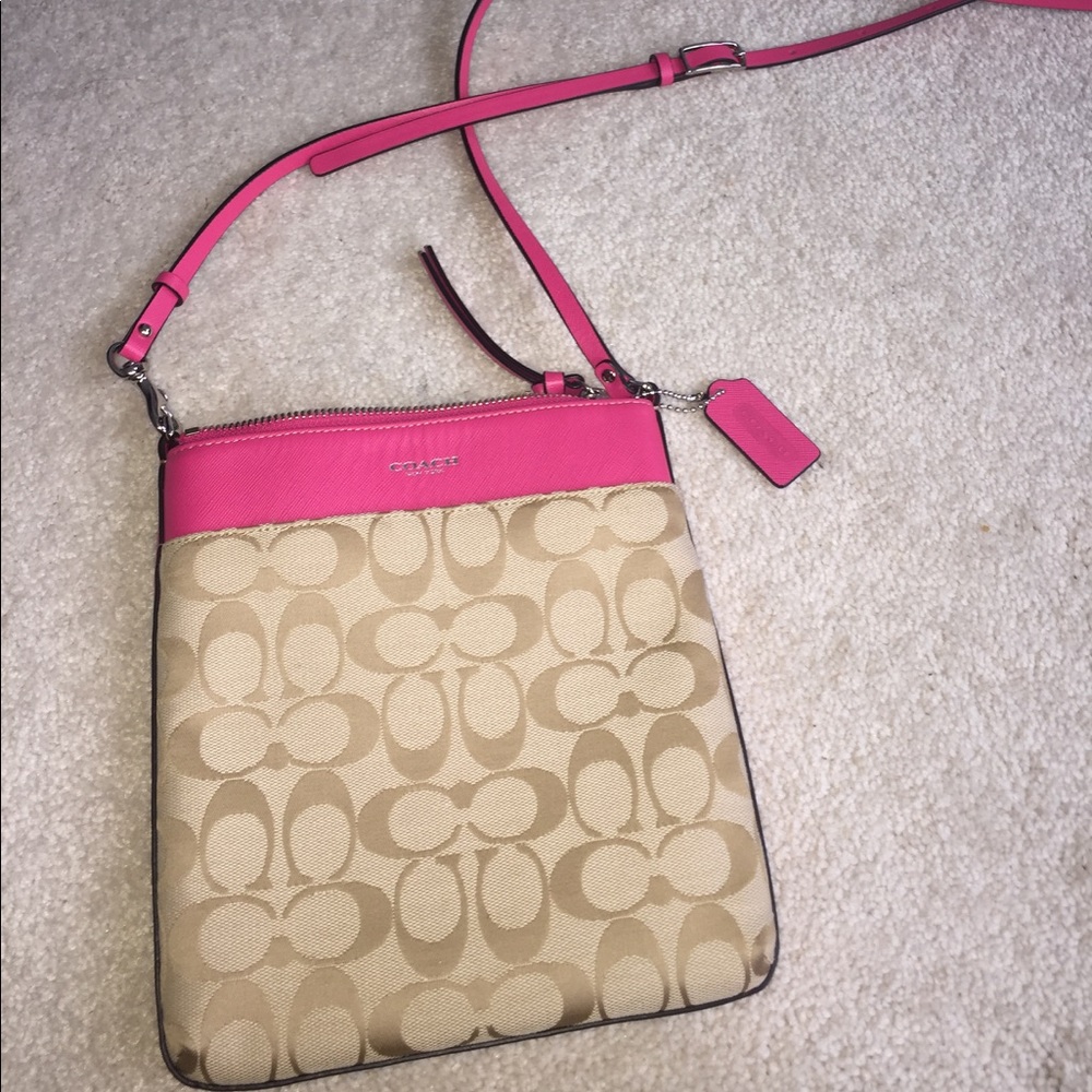 Coach fabric with pink crossbody