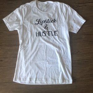 Lipsense lipstick and hustle shirt