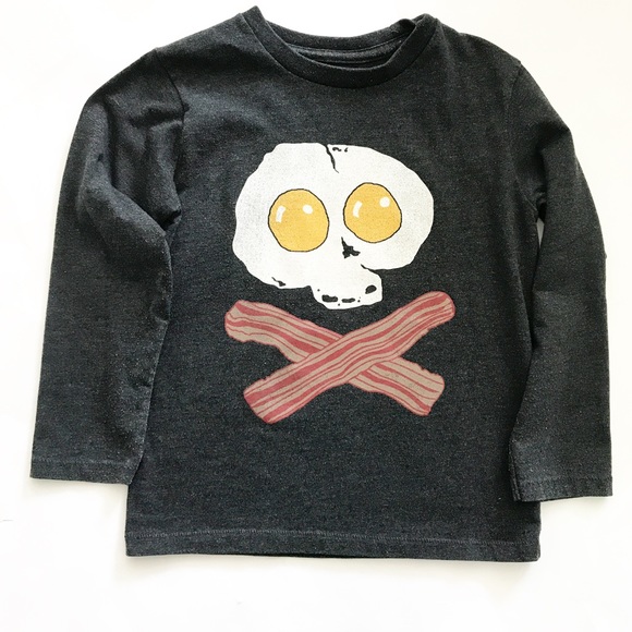 Bacon and Eggs Childrens Long Sleeve T-Shirt Boys Cotton Tee Tops