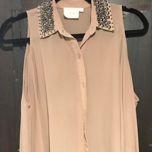 LUSH pale pink open shoulder blouse