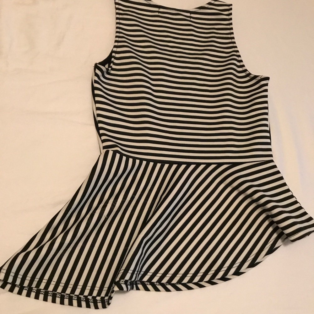 Black and white striped dress top