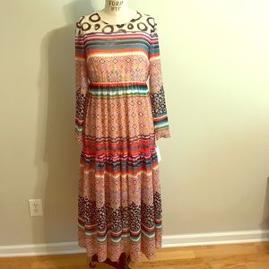 Donna Morgan-Anthropologie- printed Fall Maxi