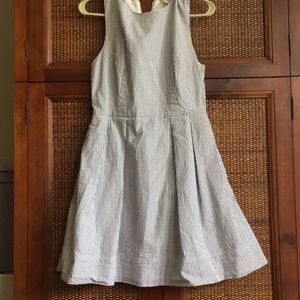 Classic seersucker fit and flare pleated dress 2