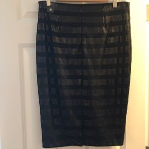 NWT. Black sequin stripped pencil skirt