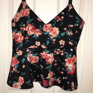 Black floral dressy crop top