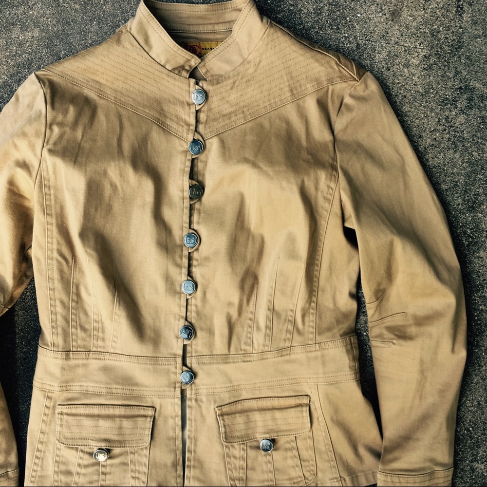 NWOT Tan Button Up Military Vintage Style Jacket