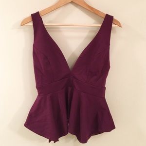 Sexy plum deep v peplum top