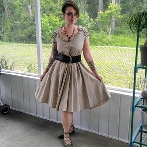 Full skirt tan Zara Woman dress