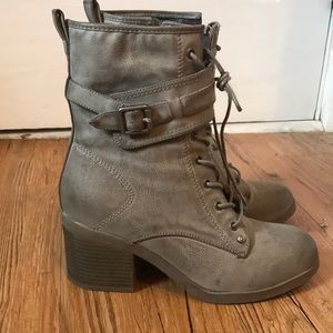 Gray combat boots