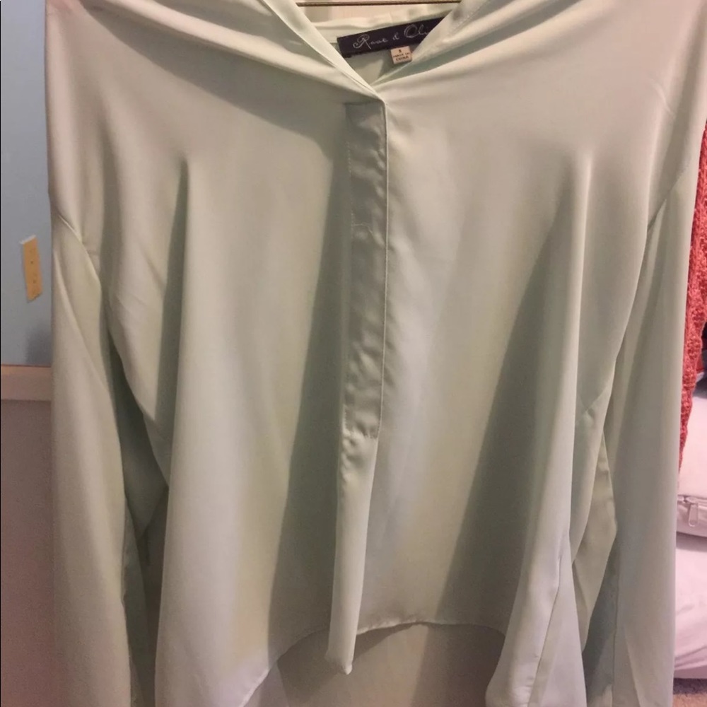 Rose & Olive Chiffon Blouse Shirt Mint Green